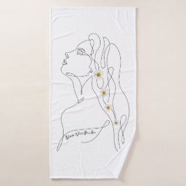 Conjunto De Toalhas Desenho em Linha da Arte da Mulher - Bloom onde vo