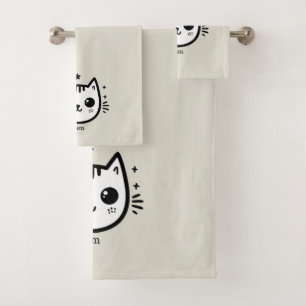 Conjunto De Toalhas Desenho infantil Preto e Branco Minimalista