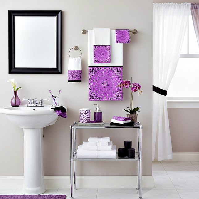 Conjunto De Toalhas Desenho oriental roxo (Criador carregado)