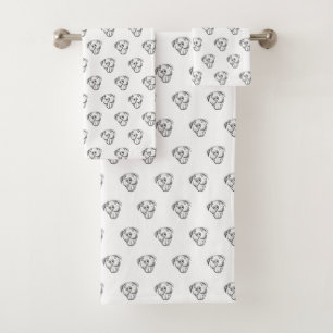 Conjunto De Toalhas desenho pitbull simples amantes de cães preto bran