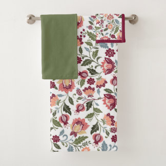 Conjunto De Toalhas Desenhos de Folhas e Flores Botânicas Vintage