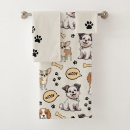 Conjunto De Toalhas Desfile de Cachorrinhos Divertidos