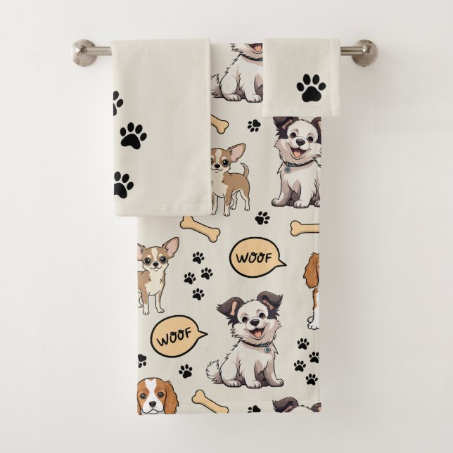 Conjunto De Toalhas Desfile de Cachorrinhos Divertidos (Insitu)