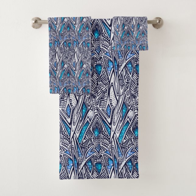 Conjunto De Toalhas Design abstrato azul e lacrimogêneo (Insitu)