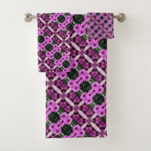 Conjunto De Toalhas Design abstrato das flores de margarida roxas    