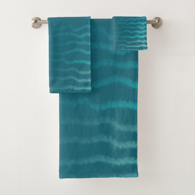 Conjunto De Toalhas Design Abstrato de Onda Turquesa Salgada da Praia  (Insitu)