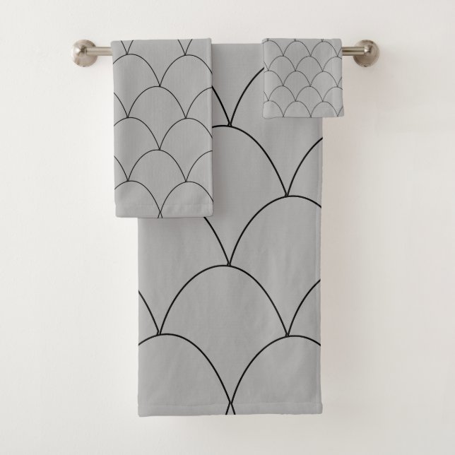 Conjunto De Toalhas Design Art Deco Cinza (Insitu)