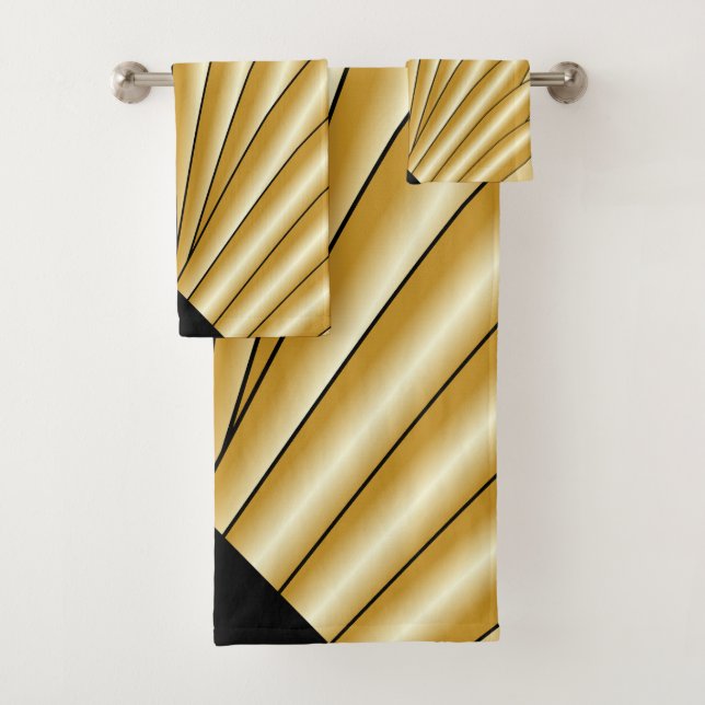 Conjunto De Toalhas Design Art Déco Dourado (Insitu)