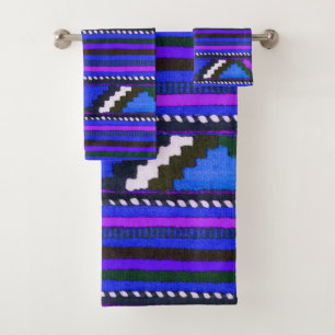 Conjunto De Toalhas Design azul indiano da textura do nativo americano