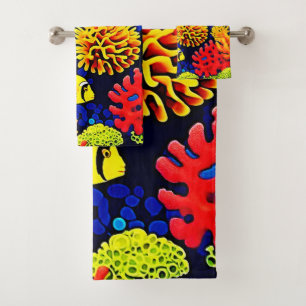 Conjunto De Toalhas Design brilhante de vida de recife subaquático