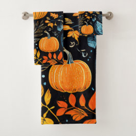 Conjunto De Toalhas Design de Abóbora de Queda Whimsical
