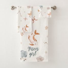 Conjunto De Toalhas Design de astrologia: Peixes de aquarela Sinal de