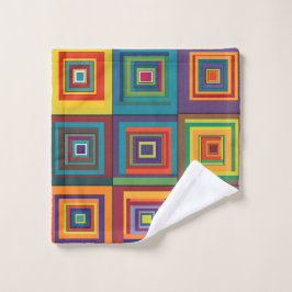 Conjunto De Toalhas Design de Bloco Retro Colorido