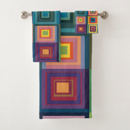 Conjunto De Toalhas Design de Bloco Retroativo Colorido