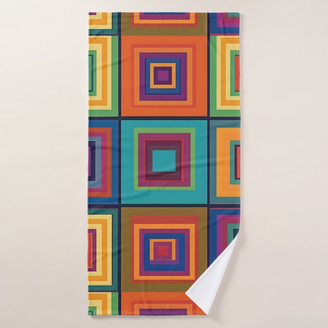 Conjunto De Toalhas Design de Bloco Retroativo Colorido (Toalha de Banho)