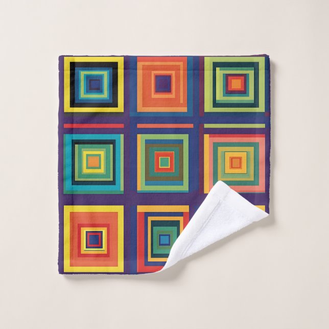Conjunto De Toalhas Design de Bloco Retroativo Colorido (Pano de lavar)