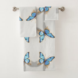 Conjunto De Toalhas Design de Borboleta Azul de Luxo