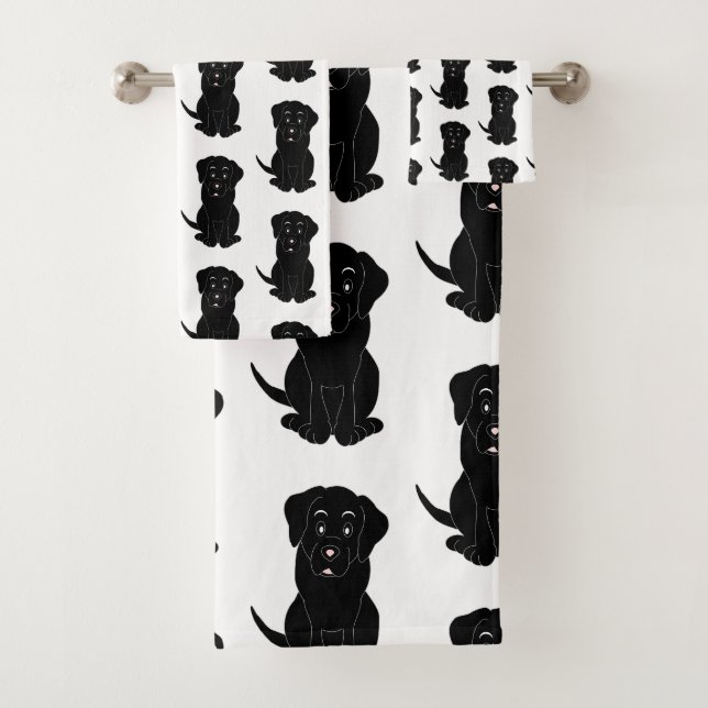 Conjunto De Toalhas Design de Cachorro Labrador Preto (Insitu)