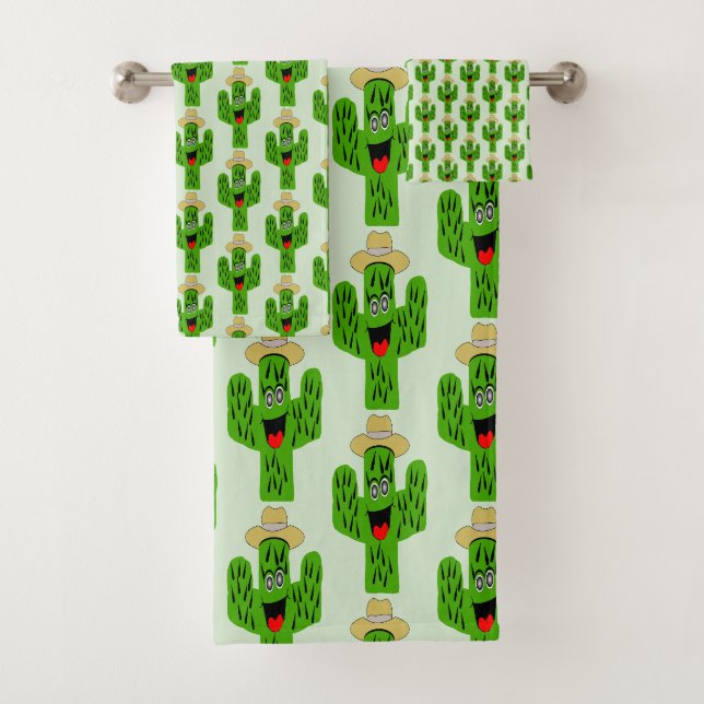 Conjunto De Toalhas Design de Cacto com Fundo de Qualquer Cor (Insitu)