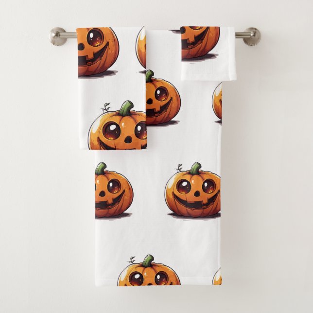 Conjunto De Toalhas Design de desenho animado de abóbora de Halloween (Insitu)