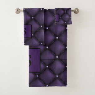 Conjunto De Toalhas Design de Elegante Negro e Roxo Escuro