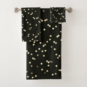 Conjunto De Toalhas Design de Estrela Dourada a Preto