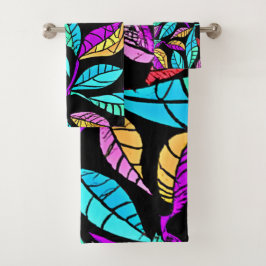 Conjunto De Toalhas Design de Folhas de Vidro Estendidas