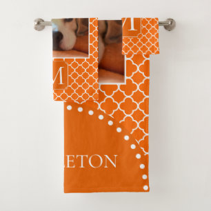 Conjunto De Toalhas Design de Fotografia do Orange Quatrefoil Diy