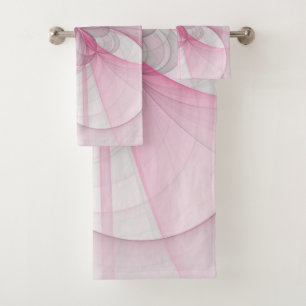 Conjunto De Toalhas Design de fractal cinza rosa claro abstrato modern