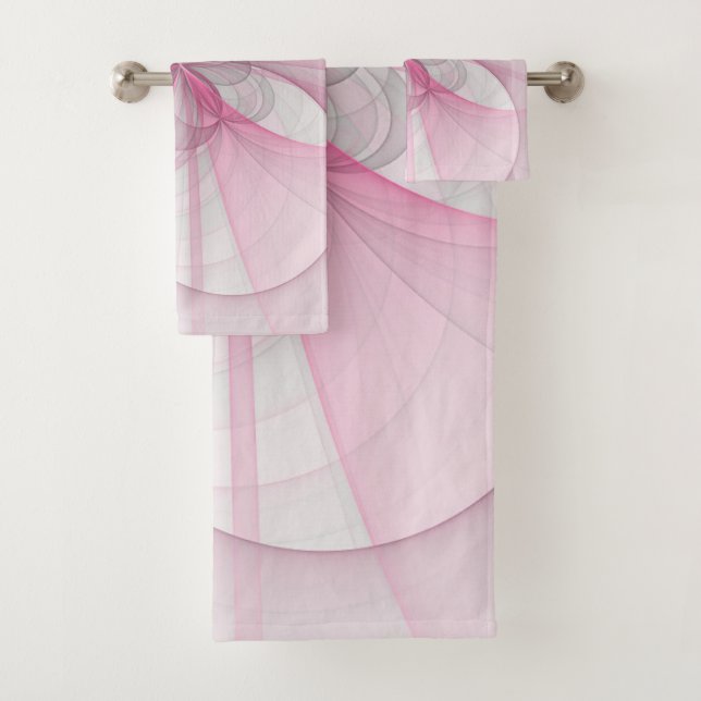 Conjunto De Toalhas Design de fractal cinza rosa claro abstrato modern (Insitu)