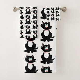 Conjunto De Toalhas Design de Gato Negro