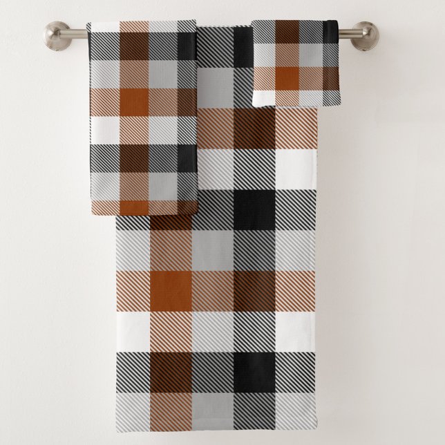 Conjunto De Toalhas Design de Gingham Preto-Castanho (Criador carregado)