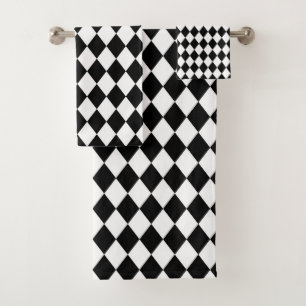 Conjunto De Toalhas Design de Harlequin preto-e-branco