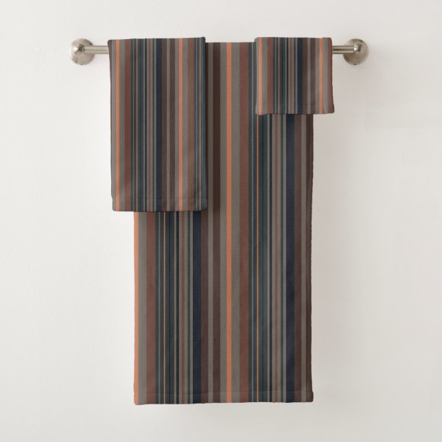 Conjunto De Toalhas Design de Listras de Bosque Floresta Escura (Insitu)