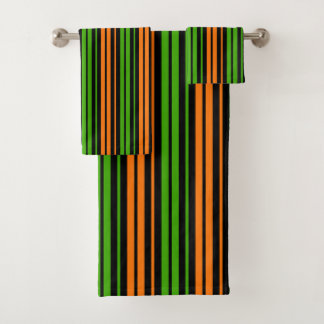 Conjunto De Toalhas Design de Listras Verticais Laranja Verde Preto