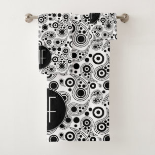 Conjunto De Toalhas design de monograma preto e branco