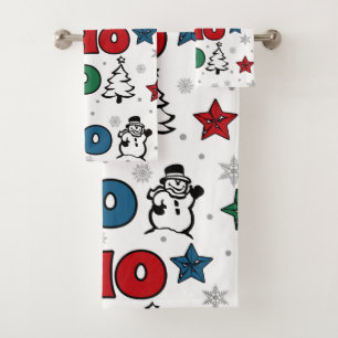 Conjunto De Toalhas Design de Natal Ho-Ho