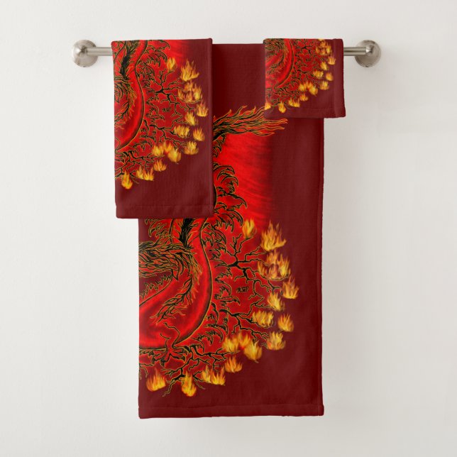 Conjunto De Toalhas Design de ouro e vermelho do Dragão da China (Insitu)