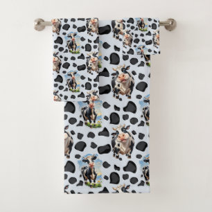 Conjunto De Toalhas Design de padrão animal de vaca