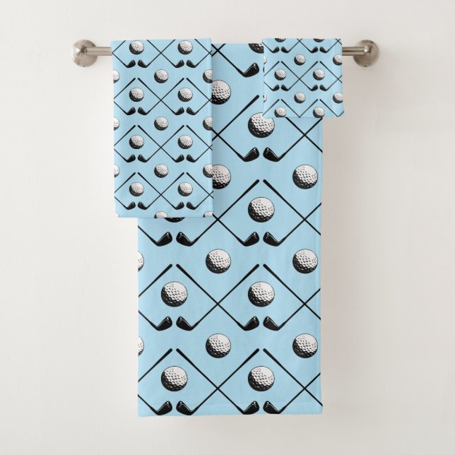 Conjunto De Toalhas Design de padrão de golfe azul (Insitu)