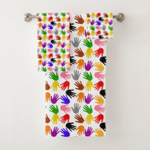 Conjunto De Toalhas Design de padrão de impressão de mão colorida bran