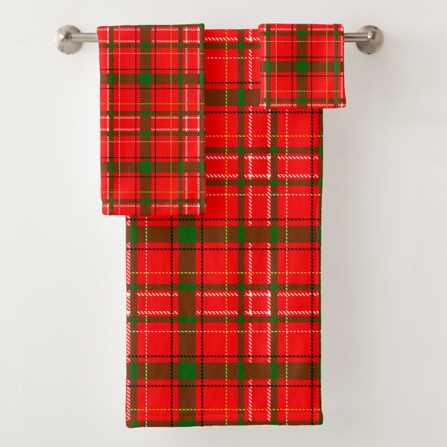Conjunto De Toalhas Design de Padrão de Xadrez de Tartan no Natal Verm (Criador carregado)