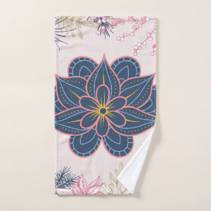 Conjunto De Toalhas Design de Paisley, Arte Gráfica Azul e Púrpura