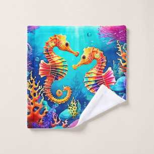 Conjunto De Toalhas Design de Par Colorida de Cavalo de Mar