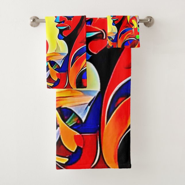 Conjunto De Toalhas Design de Par Espirituoso Vívido (Insitu)