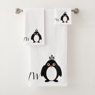 Conjunto De Toalhas Design de pinguim monograma