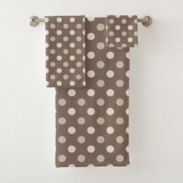 Conjunto De Toalhas Design de Pontos Polka Marrom Terra Neutra