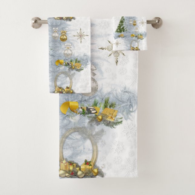 Conjunto De Toalhas Design de Repetição de Casamento de Natal Branco (Insitu)