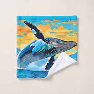 Conjunto De Toalhas Design de Salto de Baleia Jubarte em Liberdade no