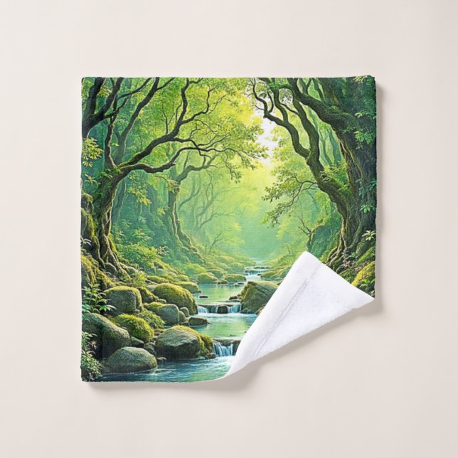 Conjunto De Toalhas Design de Stream Florestal Encantado (Pano de lavar)